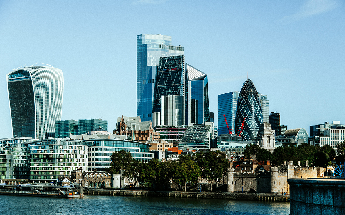 The City of London skyline along the River Thames